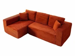 DripeX Sofá 3 plazas ángulo izquierdo modular - Terciopelo acanalado - 2 orejeros, chaise - 258x155x89cm