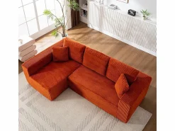 DripeX Sofá 3 plazas ángulo izquierdo modular - Terciopelo acanalado - 2 orejeros, chaise - 258x155x89cm