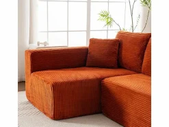 DripeX Sofá 3 plazas ángulo izquierdo modular - Terciopelo acanalado - 2 orejeros, chaise - 258x155x89cm