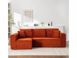 DripeX Sofá 3 plazas ángulo izquierdo modular - Terciopelo acanalado - 2 orejeros, chaise - 258x155x89cm