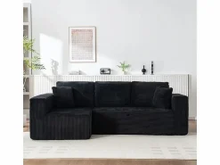 Sofá 3 plazas ángulo izquierdo modular - Terciopelo acanalado - 2 orejeros, chaise - 258x155x89cm Sofá Modular|Sofás Club