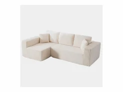 Clearance DripeX Sofá 3 plazas ángulo izquierdo modular - Terciopelo acanalado - 2 orejeros, chaise - 258x155x89cm Beige