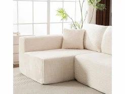Clearance DripeX Sofá 3 plazas ángulo izquierdo modular - Terciopelo acanalado - 2 orejeros, chaise - 258x155x89cm Beige