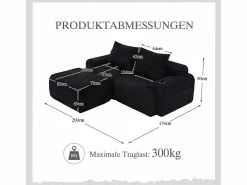 Online Sofá 2 plazas ángulo modular terciopelo acanalado, puf, portavasos y bolsillo, 200x174x80cm, Sofá Modular|Sofás Club