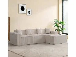 New Sofá 3 plazas ángulo modular - Terciopelo acanalado - puf y 4 orejeros - 277x165.5x65.5cm Sofá Modular|Sofás Club