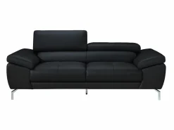 Hot Vente-unique Sofá 3 plazas piel búfalo GRETEL + reposacabezas Negro