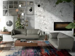 Sale Sofá 2 plazas piel gris oscuro 6036 Sofá De Piel