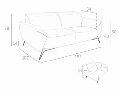 Outlet Angel Cerda Sofá 2 plazas piel gris taupe 6131 Beige