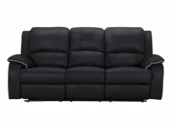New Vente-unique Sofá 3 plazas relax de microfibra en color HERNANI Negro
