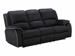 New Vente-unique Sofá 3 plazas relax de microfibra en color HERNANI Negro