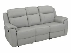New Vente-unique Sofá 3 plazas relax de piel EVASION - Barato Gris claro