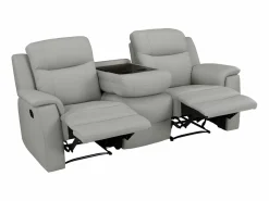 New Vente-unique Sofá 3 plazas relax de piel EVASION - Barato Gris claro