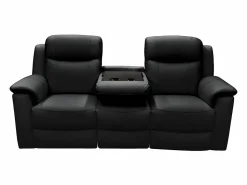 Discount Vente-unique Sofá 3+2 plazas relax de piel en color EVASION Negro