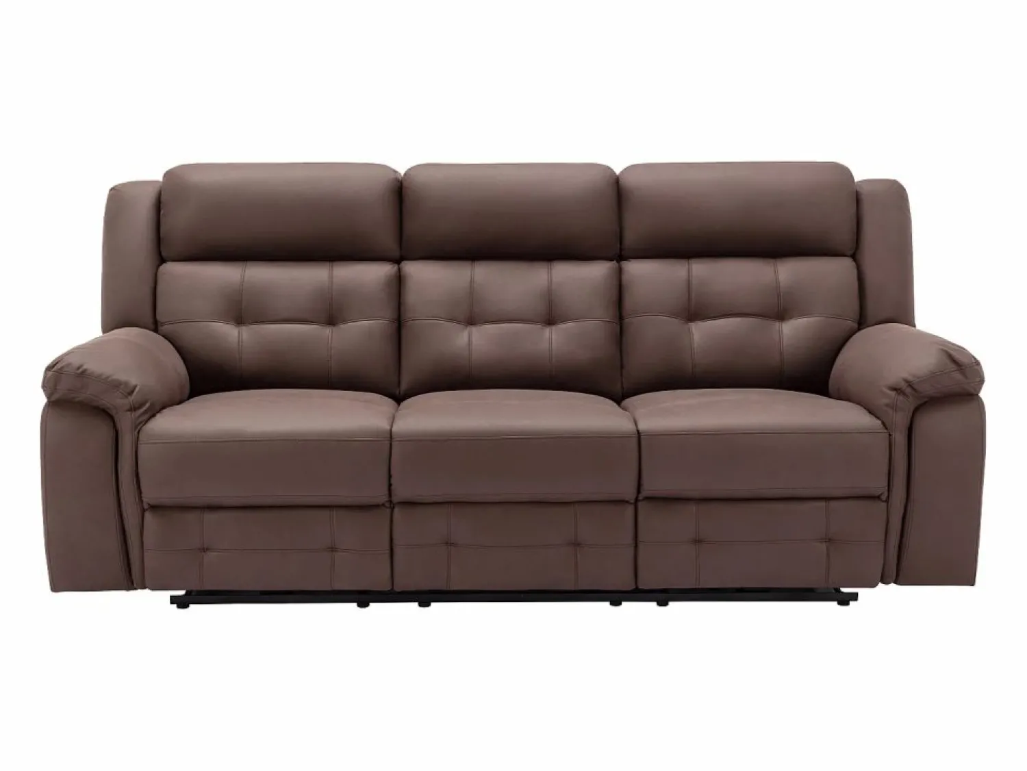 Vente-unique Sofá 3 plazas relax eléctrico de microfibra con aspecto de cuero envejecido color marrón ORTIANO