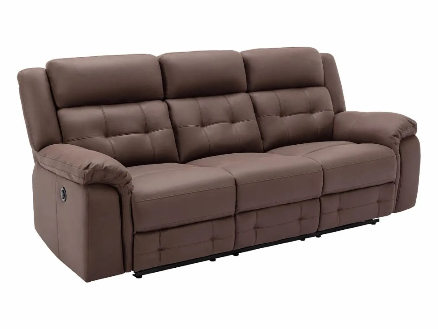 Vente-unique Sofá 3 plazas relax eléctrico de microfibra con aspecto de cuero envejecido color marrón ORTIANO