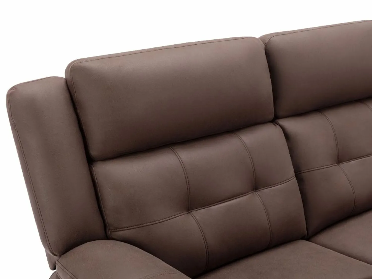 Vente-unique Sofá 3 plazas relax eléctrico de microfibra con aspecto de cuero envejecido color marrón ORTIANO