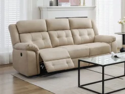 Vente-unique Sofá 3 plazas relax eléctrico de microfibra ORTIANO