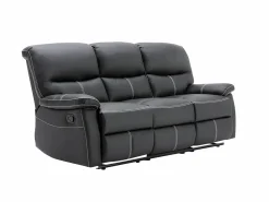 Clearance Sofá 3+1 plazas relax en piel sintética negra CANBY Conjunto Sofá Y Sillón