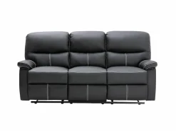Clearance Sofá 3+1 plazas relax en piel sintética negra CANBY Conjunto Sofá Y Sillón