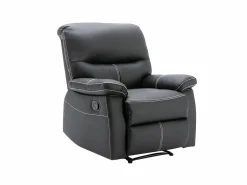 Clearance Sofá 3+1 plazas relax en piel sintética negra CANBY Conjunto Sofá Y Sillón