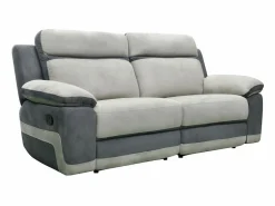 Clearance Sofá 3 plazas relax microfibra TALCA gris claro y antracita Sofá Relax