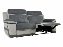 Clearance Sofá 3 plazas relax microfibra TALCA Antracita y gris claro Sofá Relax