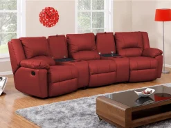 Vente-unique Sofá 3 plazas relax piel de becerro color AROMA