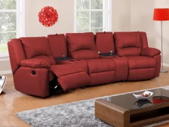 Vente-unique Sofá 3 plazas relax piel de becerro color AROMA