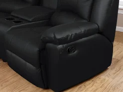 Outlet Vente-unique Sofá 3 plazas relax piel de becerro color AROMA Negro