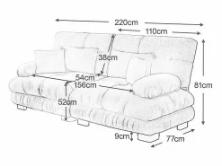 Online DripeX Sofá 2 plazas - con 4 cojines - estructura madera maciza + tejido felpa - 220x77x81cm Rosa