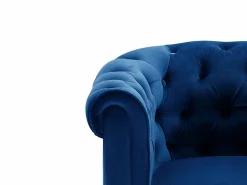 Vente-unique Sofá 3 plazas+2 sillones terciopelo azul noche CHESTERFIELD