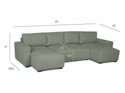 Sofá 5 Plazas - Chaise Longue con Cama Panorámica (317 x 157 x 91 cm) - JORDAN