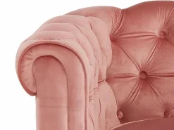 Vente-unique Sofá 3 plazas y 2 sillones de terciopelo rosa CHESTERFIELD