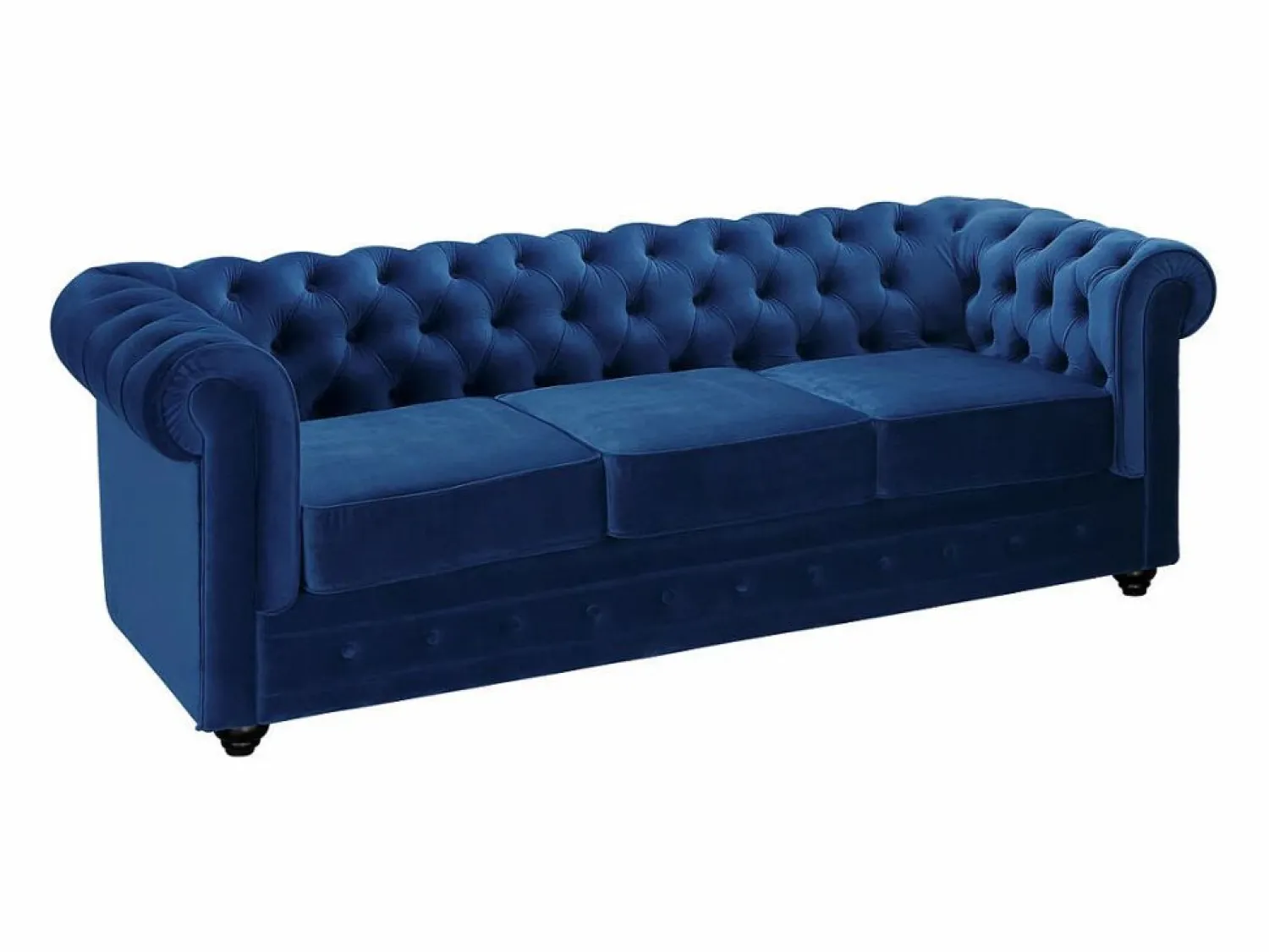 Discount Sofá 3 plazas y sillón terciopelo azul noche CHESTERFIELD Conjunto Sofá Y Sillón