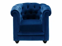 Discount Sofá 3 plazas y sillón terciopelo azul noche CHESTERFIELD Conjunto Sofá Y Sillón