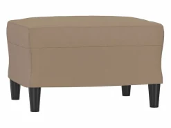 Clearance Sofá 3 plazas y taburete cuero sintético color capuchino 180 cm Sofás De Piel Sintética
