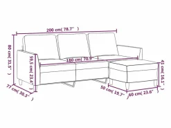 Clearance Sofá 3 plazas y taburete cuero sintético color capuchino 180 cm Sofás De Piel Sintética