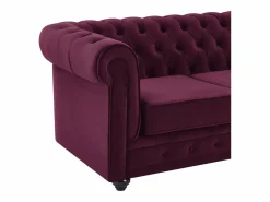 Vente-unique Sofá 3 plazas+sillón terciopelo color púrpura CHESTERFIELD