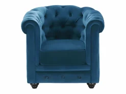 Outlet Vente-unique Sofá 3 plazas+sillón terciopelo verde azulado CHESTERFIELD Azul verdoso
