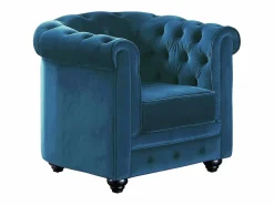 Outlet Vente-unique Sofá 3 plazas+sillón terciopelo verde azulado CHESTERFIELD Azul verdoso