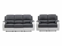 Online Vente-unique Sofá 3+2 relax de microfibra y piel sintética gris y blanco BRODY Gris / Blanco