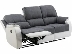 Online Vente-unique Sofá 3+2 relax de microfibra y piel sintética gris y blanco BRODY Gris / Blanco
