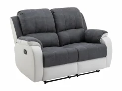 Online Vente-unique Sofá 3+2 relax de microfibra y piel sintética gris y blanco BRODY Gris / Blanco