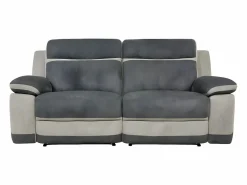 Sofá 3+1 relax manual de microfibra Antracita y rayas gris claro TALCA Conjunto Sofá Y Sillón