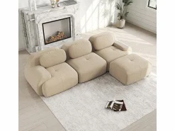 Discount Sofá angular 3 plazas modular - de Pana - con 3 cojines y otomana - 298x178x75cm - Todos Los Sofás|Sofás Club