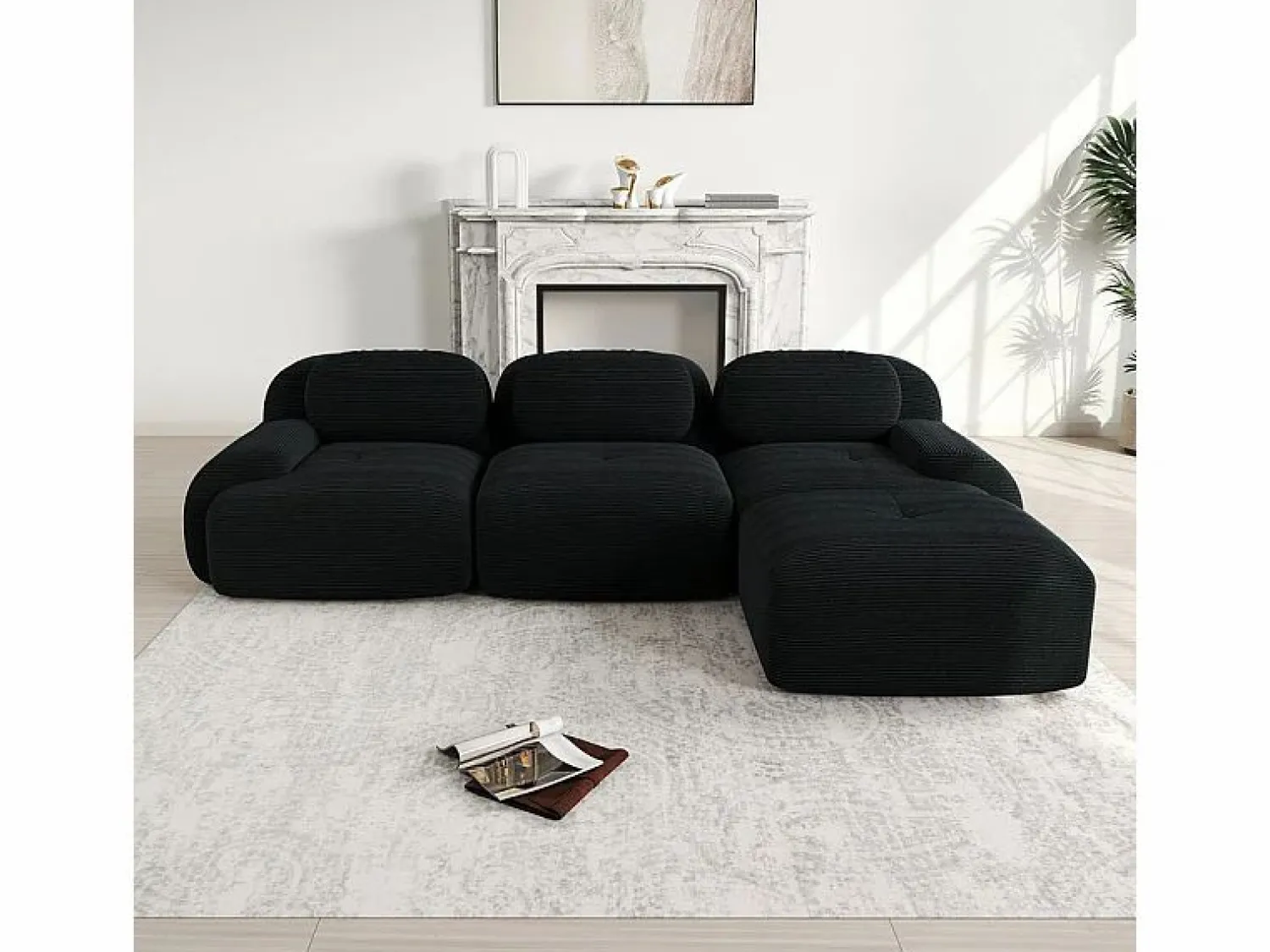 DripeX Sofá angular 3 plazas modular - de Pana - con 3 cojines y otomana - 298x178x75cm -
