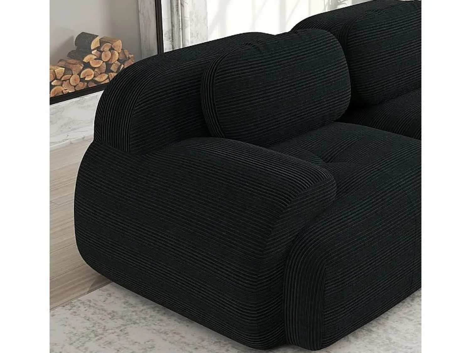 DripeX Sofá angular 3 plazas modular - de Pana - con 3 cojines y otomana - 298x178x75cm -