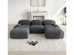 DripeX Sofá angular 3 plazas modular - de Pana - con 3 cojines y 2 otomanas - 298x178x75cm -