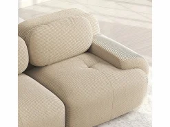 Best DripeX Sofá angular 3 plazas modular - de Pana - con 3 cojines y 2 otomanas - 298x178x75cm - Beige