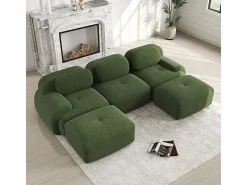 Online Sofá angular 3 plazas modular - de Pana - con 3 cojines y 2 otomanas - 298x178x75cm - Sofás Club